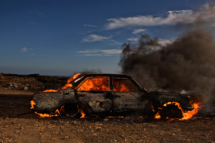 burning car by john hicks